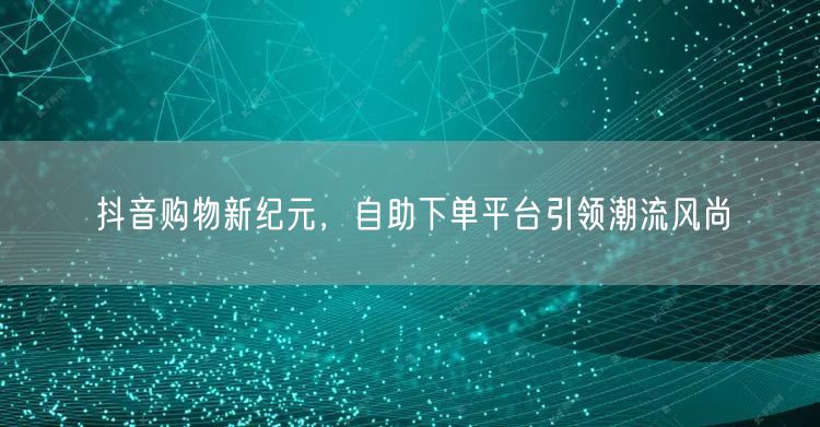 抖音购物新纪元，自助下单平台引领潮流风尚